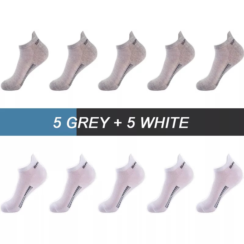 10Pairs Men Ankle Socks Breathable Cotton Socks Size 38-48