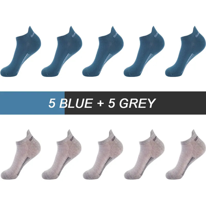 10Pairs Men Ankle Socks Breathable Cotton Socks Size 38-48