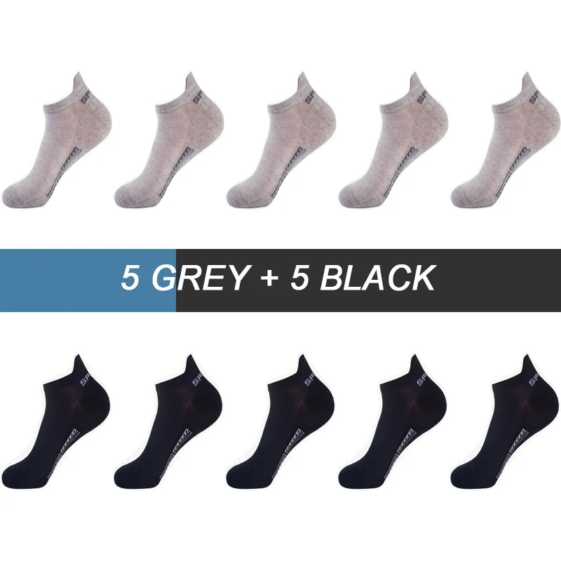 10Pairs Men Ankle Socks Breathable Cotton Socks Size 38-48