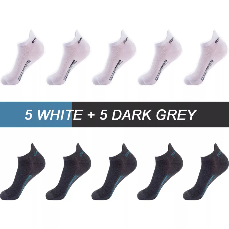 10Pairs Men Ankle Socks Breathable Cotton Socks Size 38-48