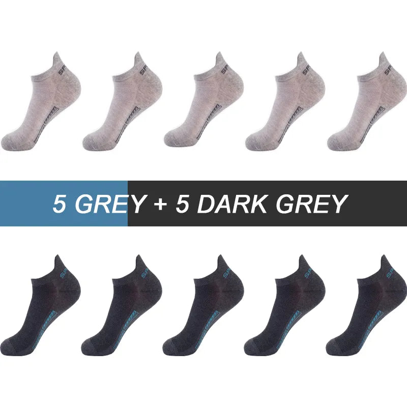 10Pairs Men Ankle Socks Breathable Cotton Socks Size 38-48