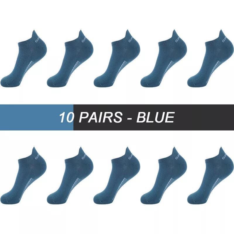 10Pairs Men Ankle Socks Breathable Cotton Socks Size 38-48