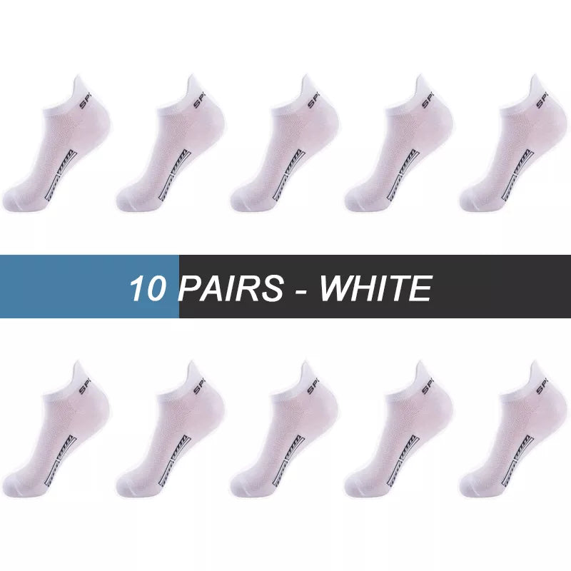 10Pairs Men Ankle Socks Breathable Cotton Socks Size 38-48