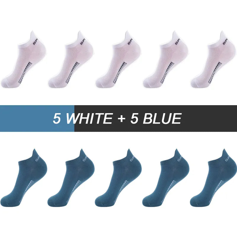 10Pairs Men Ankle Socks Breathable Cotton Socks Size 38-48