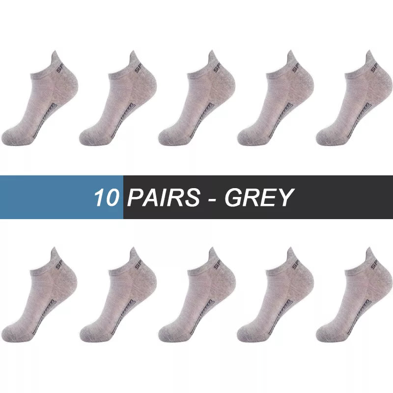 10Pairs Men Ankle Socks Breathable Cotton Socks Size 38-48