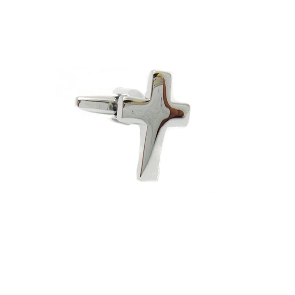 1 Pair High Polished Brass Metal Cross Cufflinks