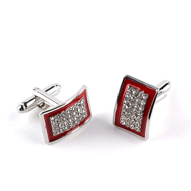 Roadmens Luxury Red / Black Enamel Rhinestone Cufflinks