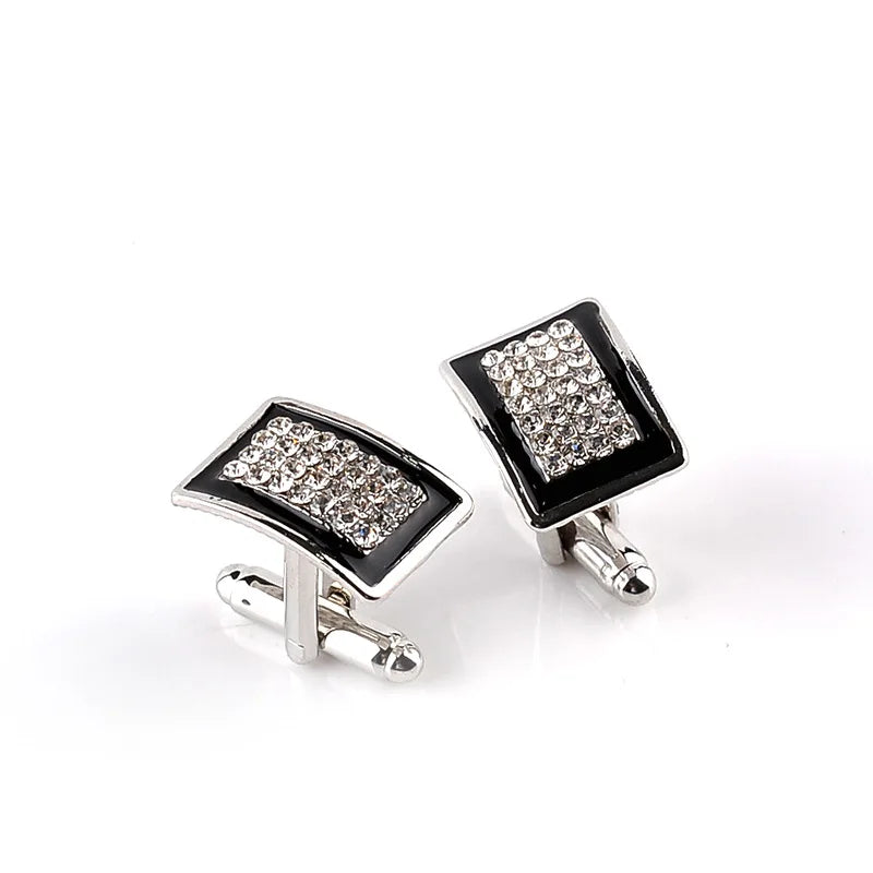 Roadmens Luxury Red / Black Enamel Rhinestone Cufflinks