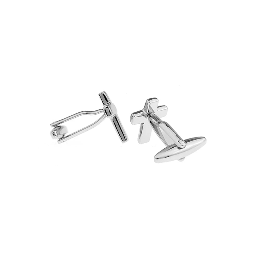 1 Pair High Polished Brass Metal Cross Cufflinks