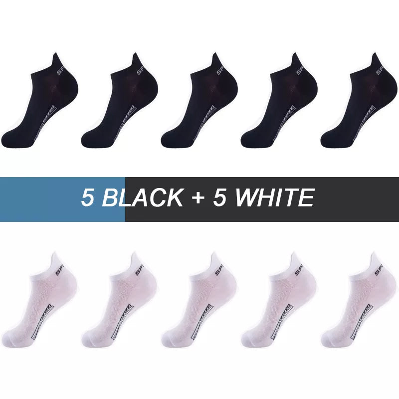 10Pairs Men Ankle Socks Breathable Cotton Socks Size 38-48