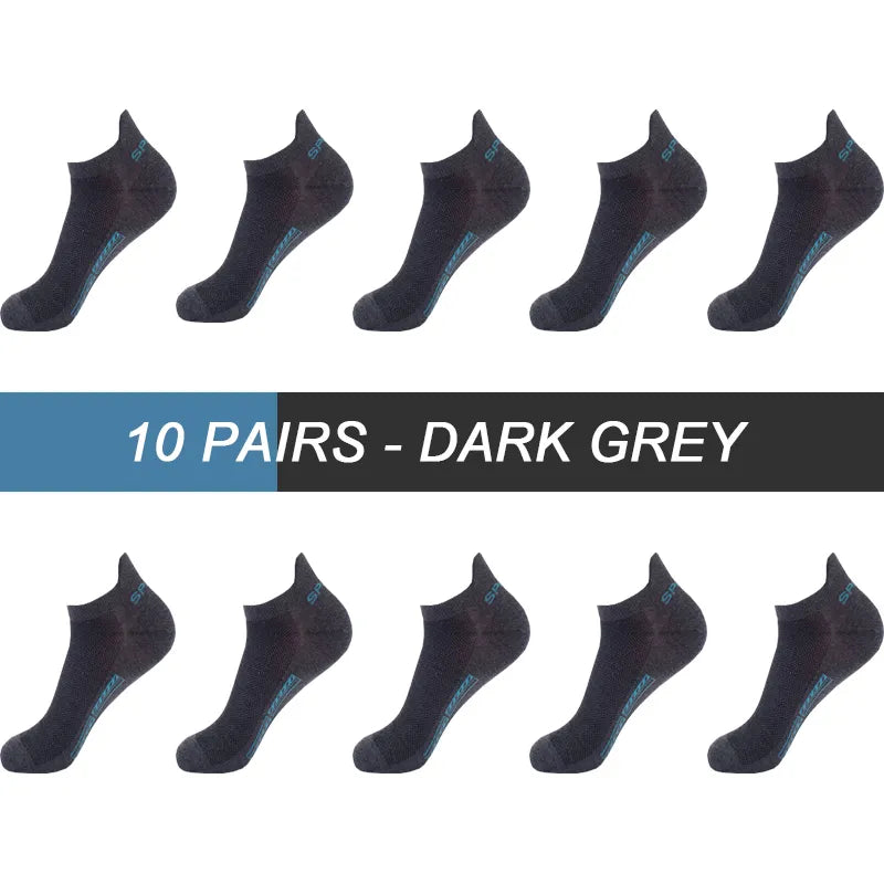 10Pairs Men Ankle Socks Breathable Cotton Socks Size 38-48