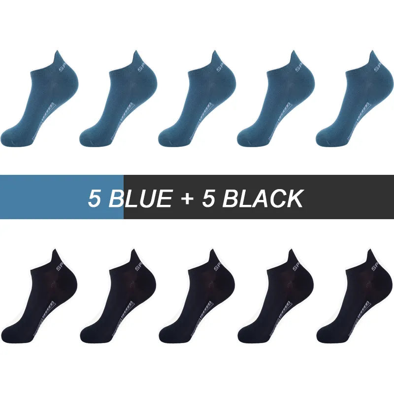 10Pairs Men Ankle Socks Breathable Cotton Socks Size 38-48