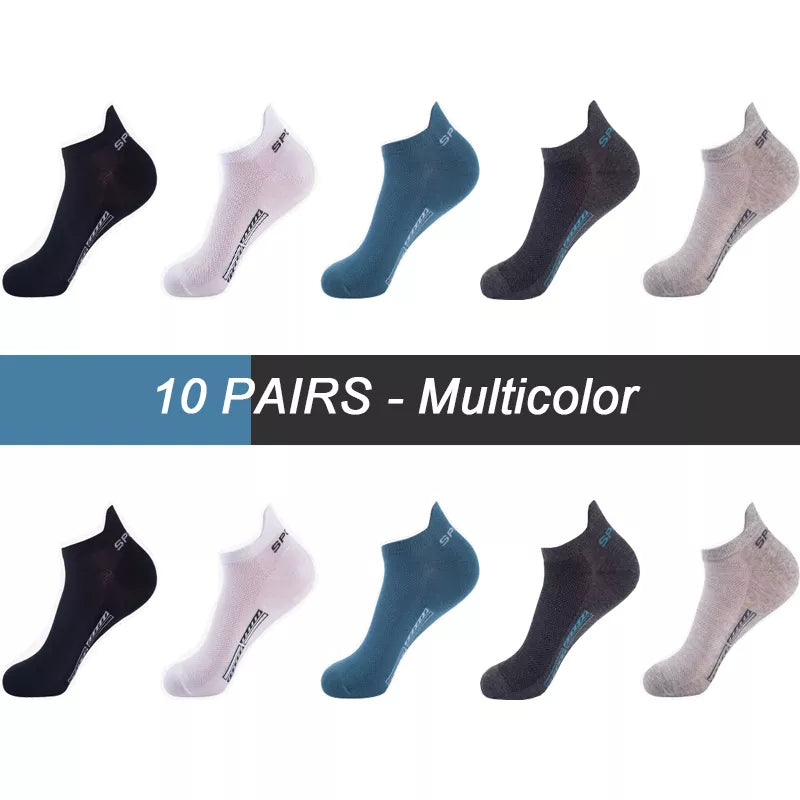 10Pairs Men Ankle Socks Breathable Cotton Socks Size 38-48