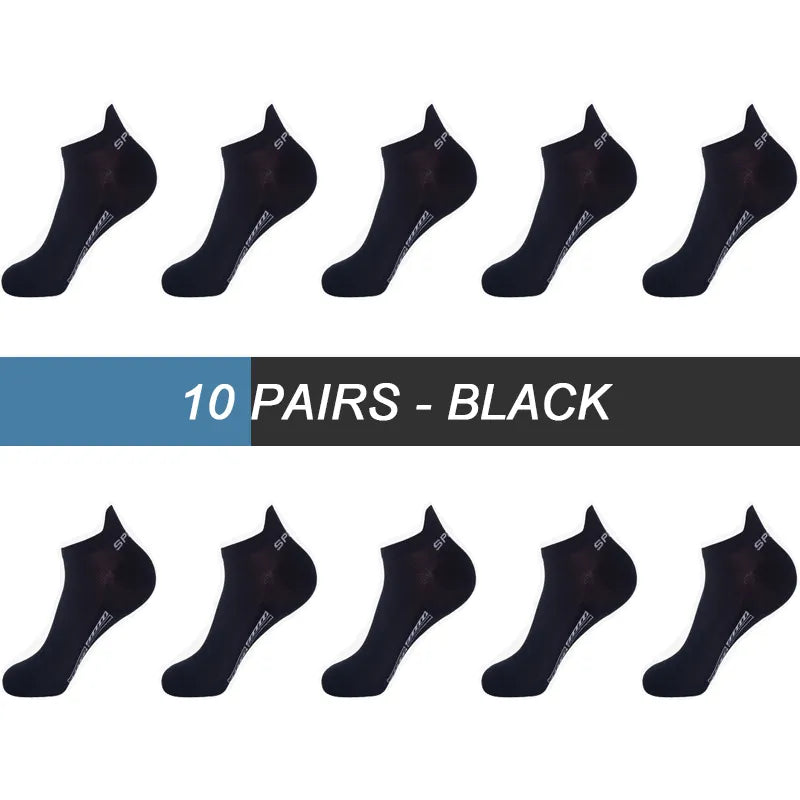 10Pairs Men Ankle Socks Breathable Cotton Socks Size 38-48