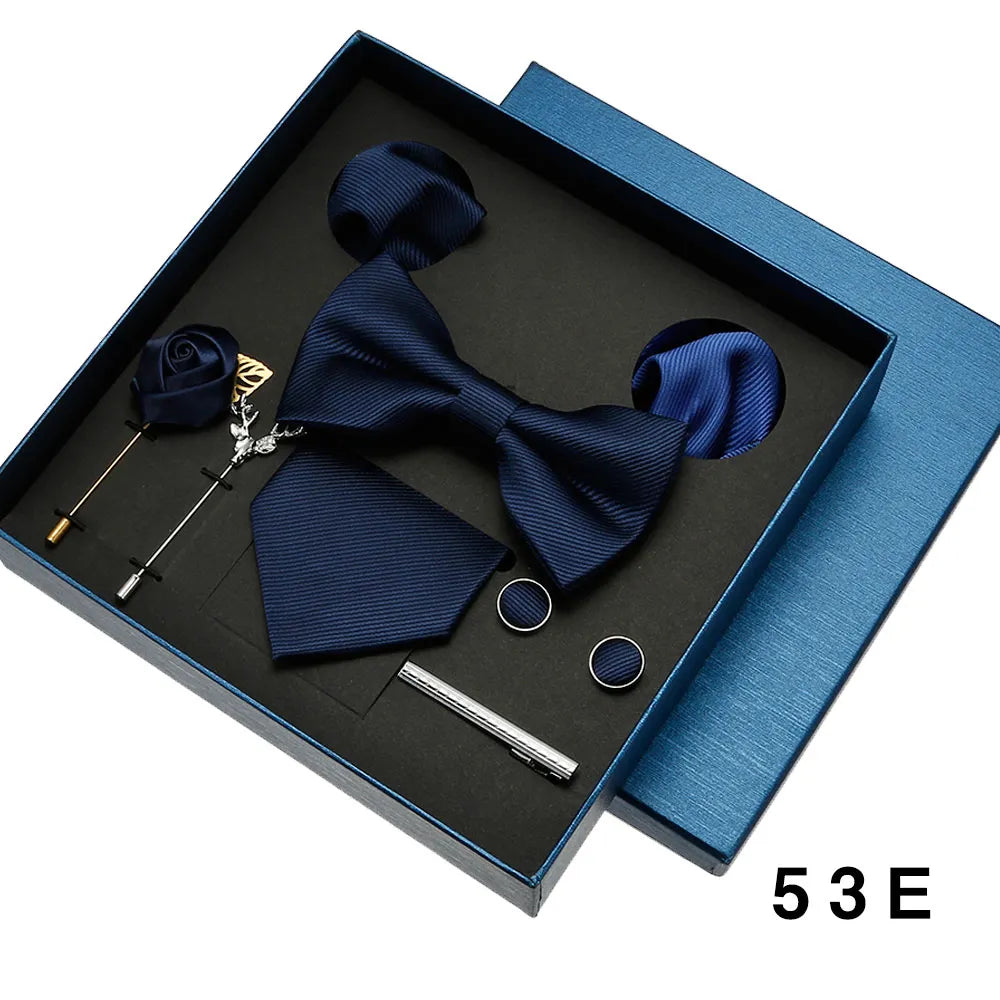 Roadmen Classic Silk Bow Ties, Pocket Square, Cufflinks Sets, Necktie Set