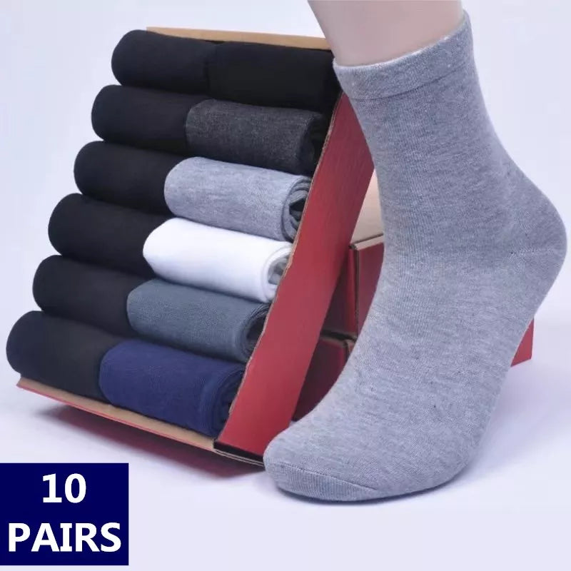 10 pairs Socks Mid Cotton Polyester Business Breathable