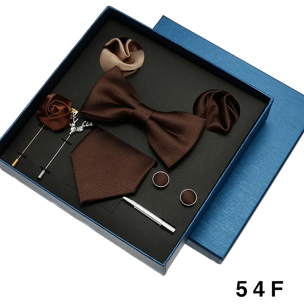 Roadmen Classic Silk Bow Ties, Pocket Square, Cufflinks Sets, Necktie Set