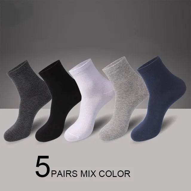 5 Pairs Roadmen Business Socks Mid Breathable Cotton