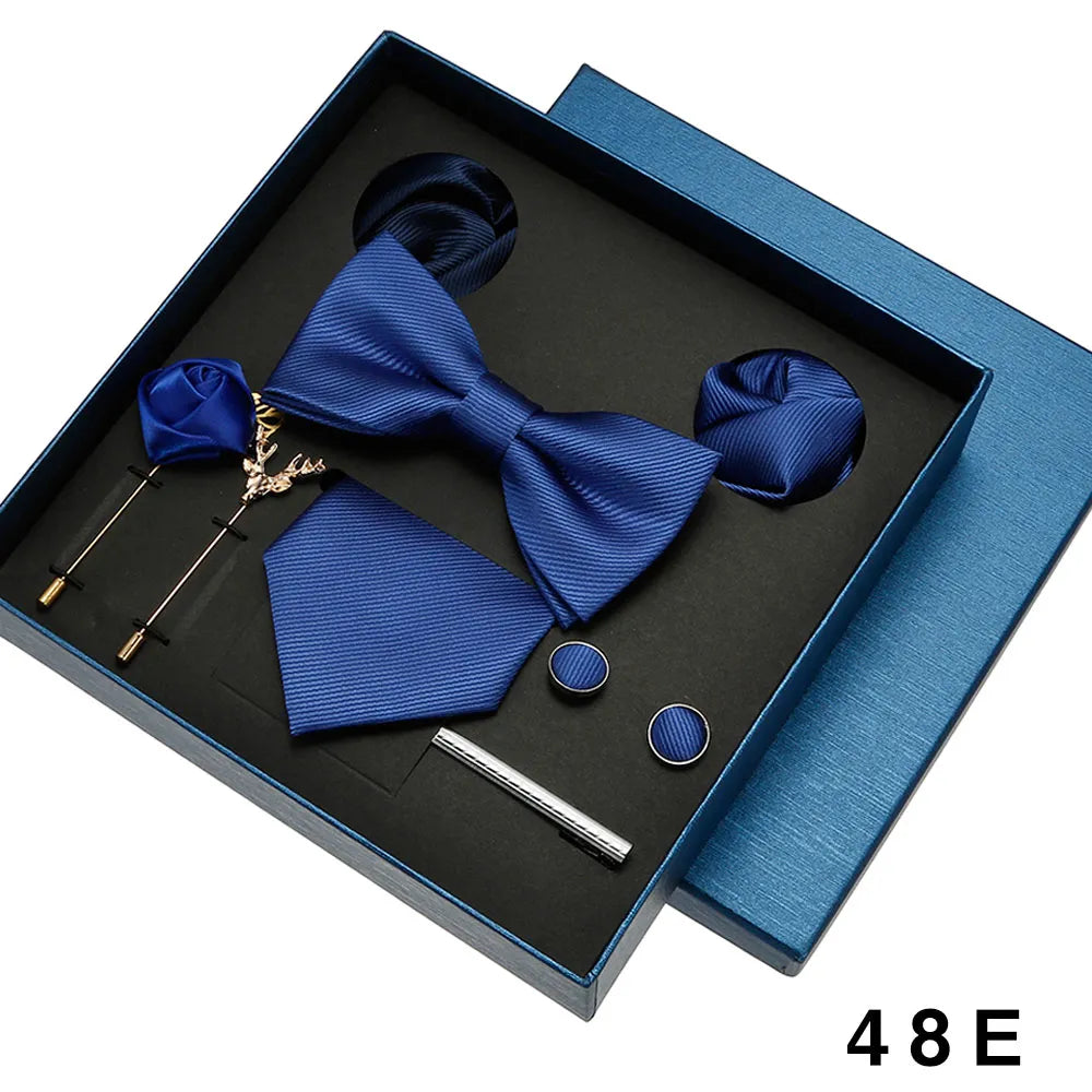 Roadmen Classic Silk Bow Ties, Pocket Square, Cufflinks Sets, Necktie Set