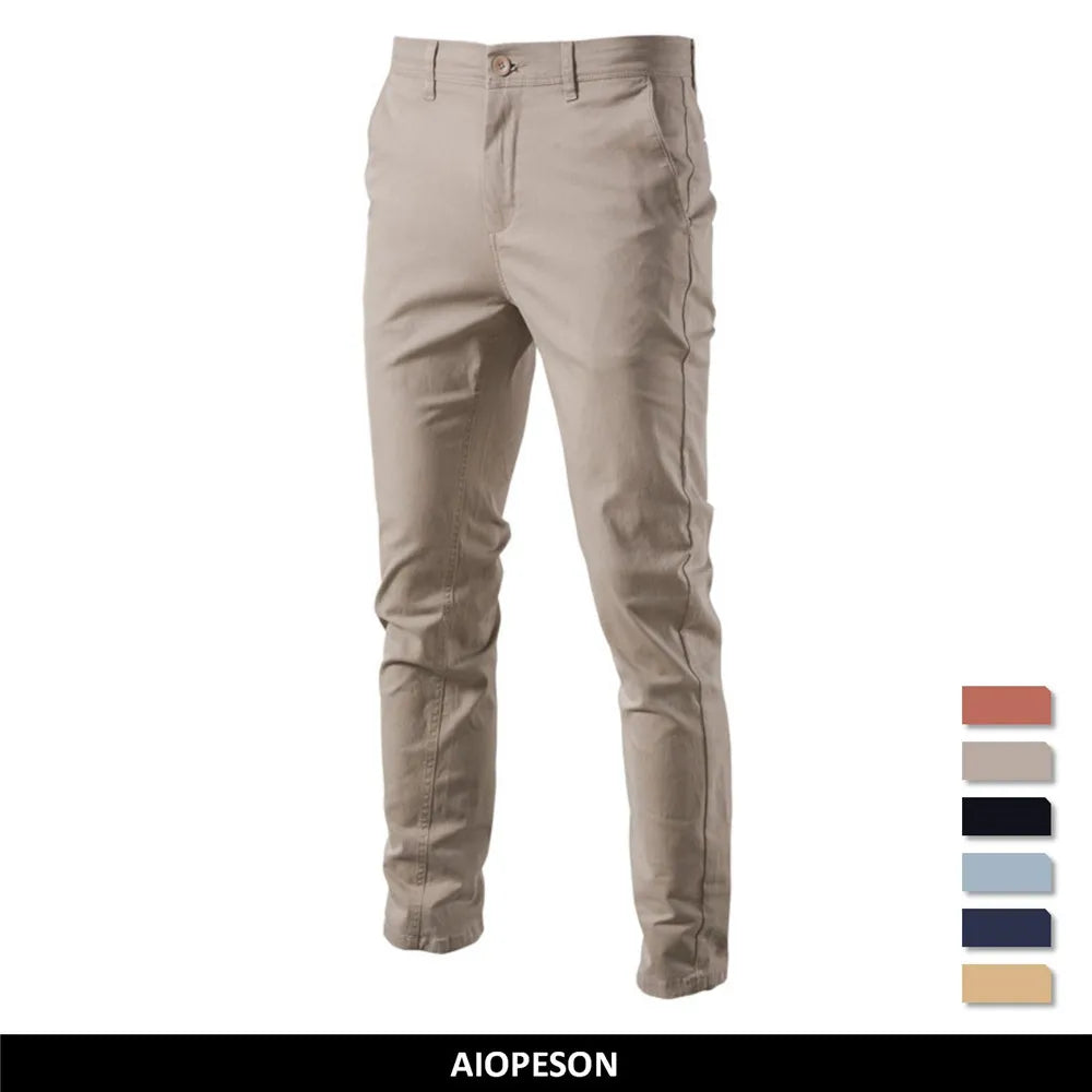 AIOPESON Casual Cotton Men Trousers Solid Color Slim Fit Men's Pants New Spring Autumn High Quality Classic Business Pants Men