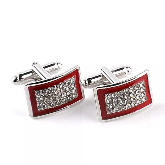 Roadmens Luxury Red / Black Enamel Rhinestone Cufflinks