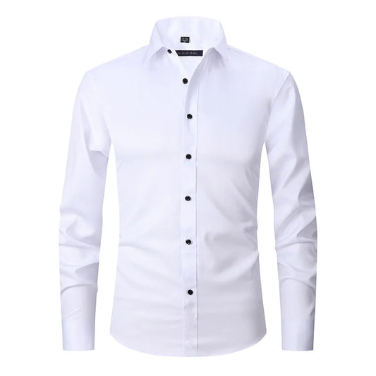 Spring Men's Social Shirt Slim Business Dress Shirts Male Long Sleeve Casual Formal Elegant Shirt Blouses Tops Man Brand Clothes