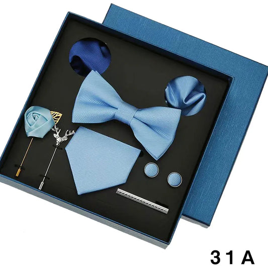 Roadmen Classic Silk Bow Ties, Pocket Square, Cufflinks Sets, Necktie Set